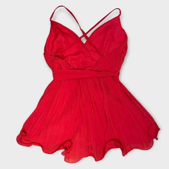 Luxxel Red Pleated Romper Size Small - Picture 6 of 6